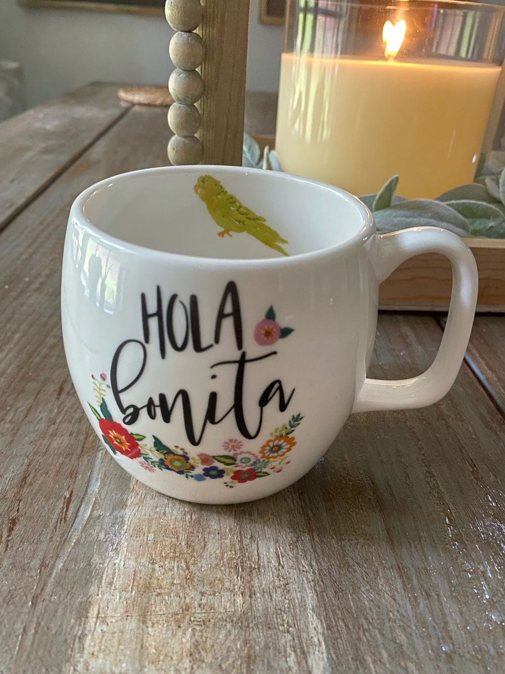 Opalhouse Boho Hola Bonita Target Floral Flowers Parrot Large Tea Coffee Mug